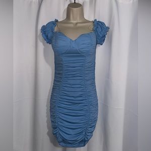 Brand New blue scrunched dress, Size M